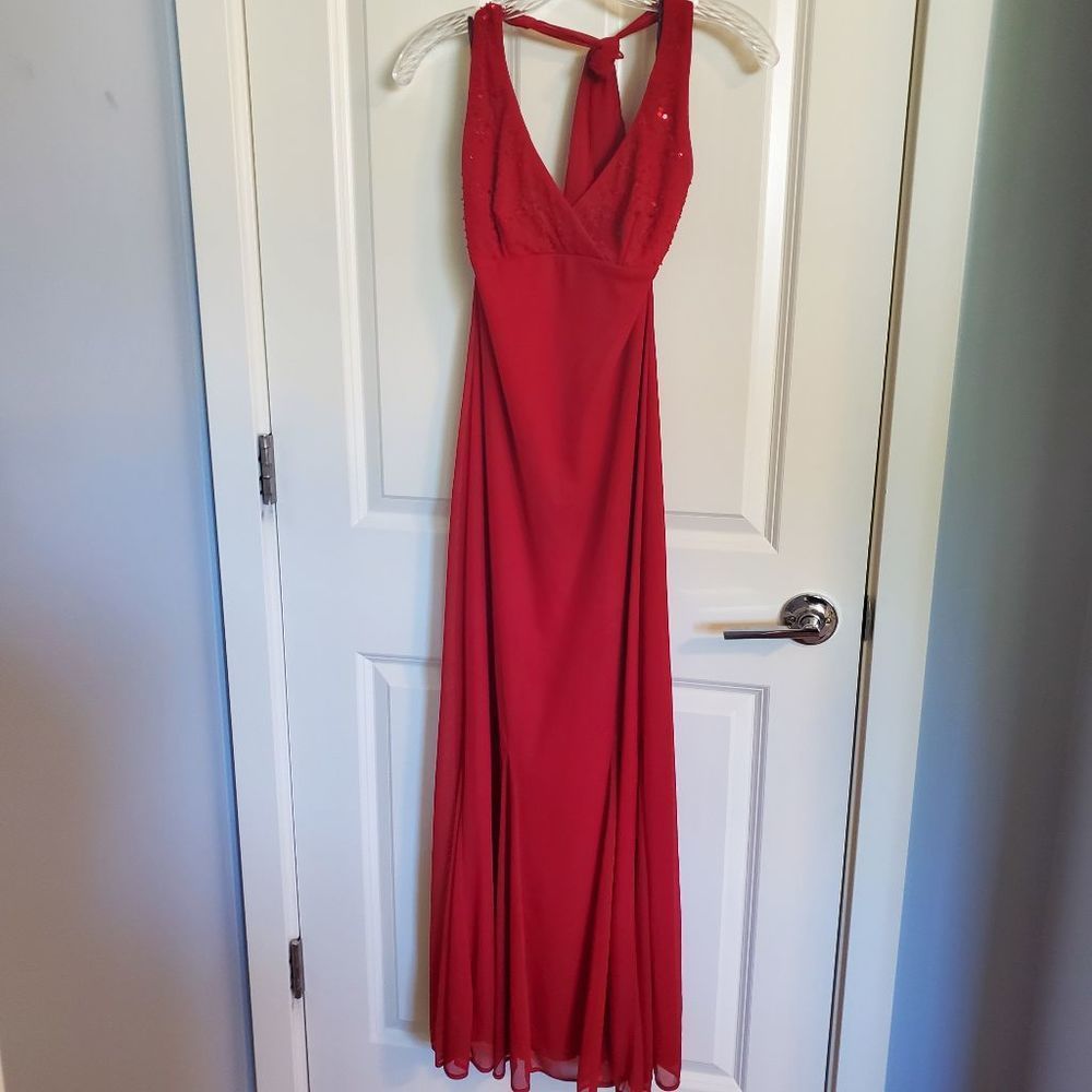 💜 2/$30! B. Darlin Halter Sequin Floor Length Chiffon Gown